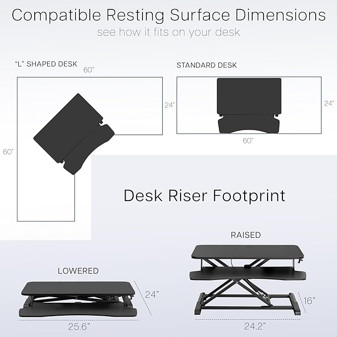 VIVO 26 inch Desk Converter, K Series, Height Adjustable Sit to Stand Riser, Dual Monitor and Laptop Workstation with Keyboard Tray, Dark Walnut Top, Black Frame, DESK-V026KA