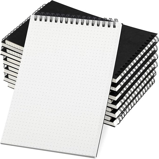 Engrowtic Dot Grid Notebook Top Spiral Notebook A5 Size Bullet Dotted Paper Hardcover Dot Journal 8.3''x 5.8'' 140 Pages Spiral Notepads for Sketching Drawing Writing School Office(Black,12 Pcs)