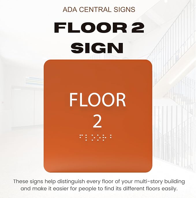 Grey w/Black ADA Floor 2 Sign with Braille – Made from Durable Acrylic and Ready to Mount