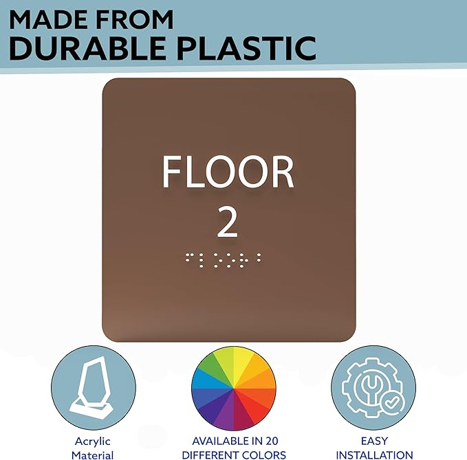 Light Green ADA Floor 2 Sign with Braille – Made from Durable Acrylic and Ready to Mount