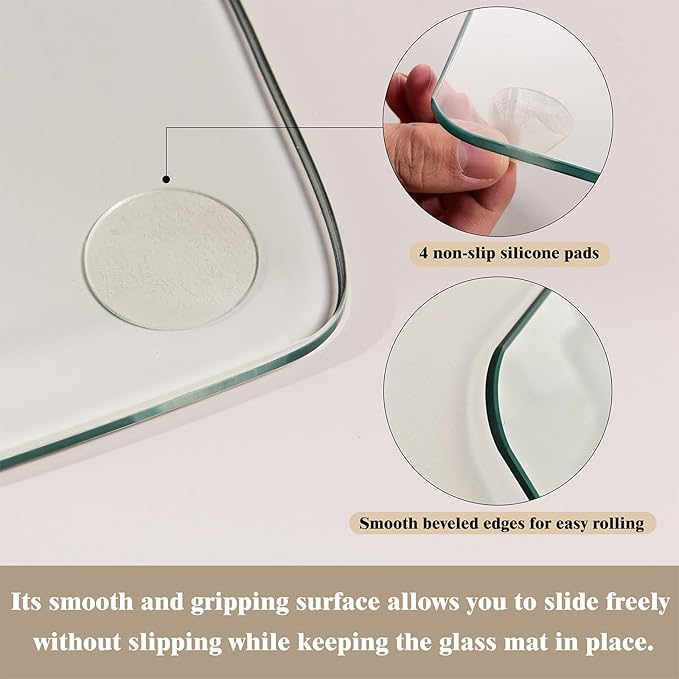 Koonmi Tempered Glass Chair Mat for Hardwood Floors & Carpets, 40" x 60“ Transparent Heavy Duty Office Floor Protector with Noise-Free Gliding Shatterproof for Home Office Desk