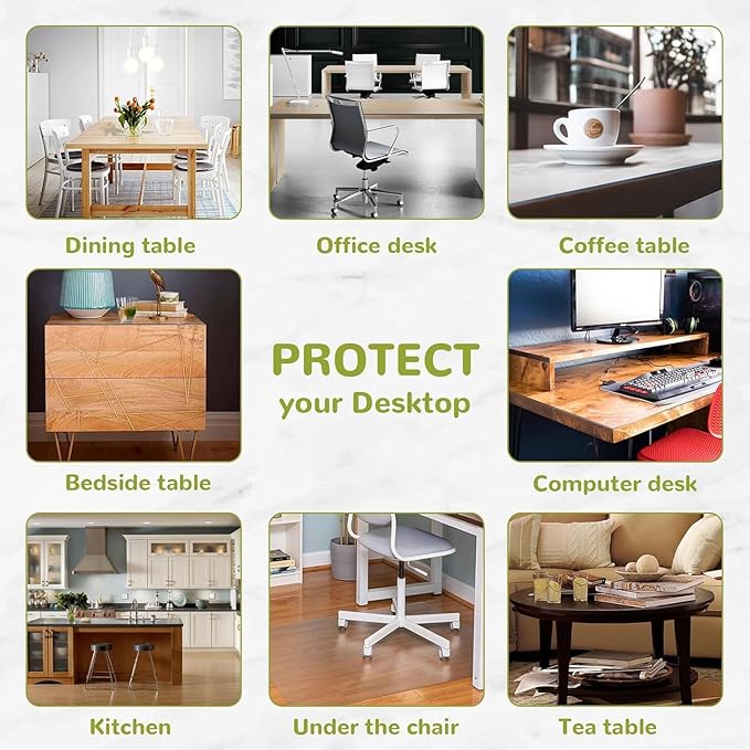 Eisdroma Clear 18" x 32" Table Cover Protector, PVC Desk Mat, 1.5mm Thick