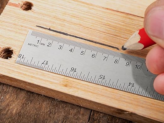 Metal Ruler with Cork Backing, 12 Inch Stainless Steel Rulers 12 Inch Metal Ruler - Imperial and Metric - Non-Slip Prevent Ink Leakage - for School Office Engineering Tools
