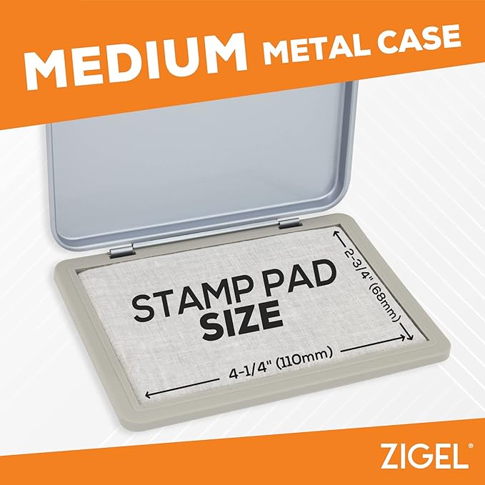 2 Pack Metal Case Stamp Pad Medium Size, Sky Blue Color - Size: 3" x 4" - Choose from 15 Ink Colors