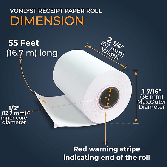 Vonlyst Receipt Paper Roll for Square Terminal Credit Card Machine (20 rolls)