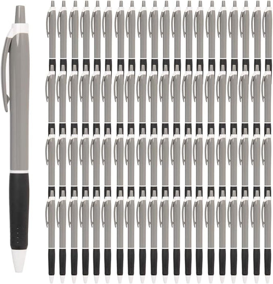Simply Genius Retractable Ballpoint Pens - 100-Pack, Black Ink, Gray & Black, 1.0mm Medium Point - Bulk Pens for Office & School Supplies - Smooth Writing for Notebooks & Journals