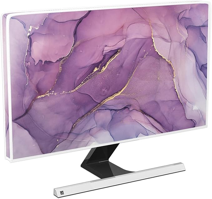 Baocicco Fashion Violet Marble Waterproof TV Dust Cover 58, 59, 60 Inch Anti-Static Dustproof Creative Design TV Screen Cover TV Screen Covers Sleeve Compatible with PC Desktop and TV LED LCD OLED