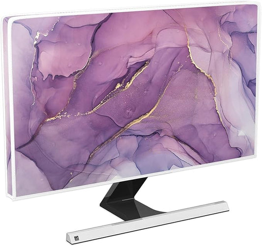 Baocicco Fashion Violet Marble Waterproof 32 Inch Anti-Static Dustproof Creative Design TV Screen Cover Panel Case TV Screen Covers Sleeve Compatible with PC Desktop and TV LED LCD OLED