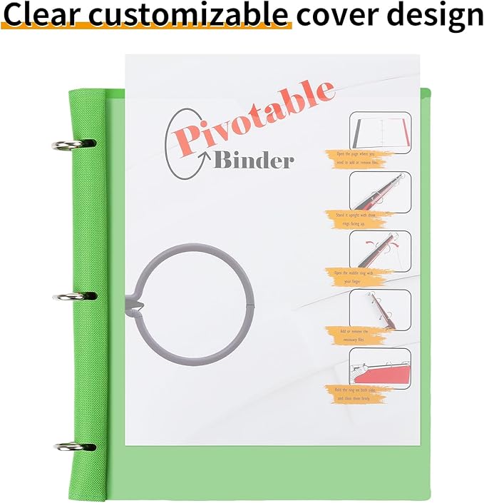 360° Pivotable Project Organizer Binder, Upgraded 3 Ring Binder with Colored Tab Dividers with Pockets, Customizable Cover Multi Pocket Folder Binders for Home, School, Office- Purple