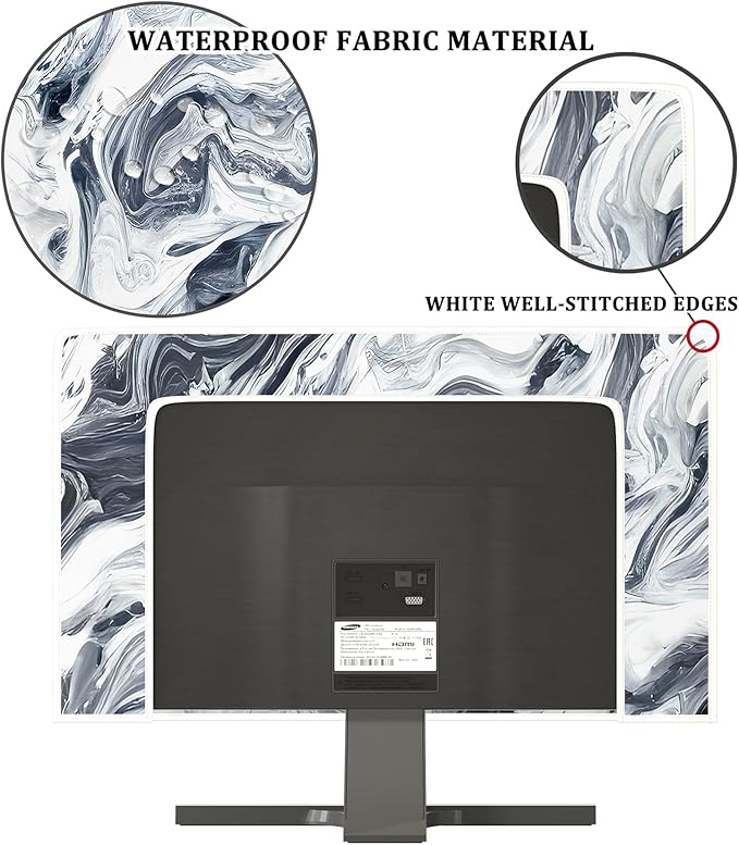 Baocicco Abstract Gray Marble Waterproof 55 Inch Television Cover Anti-Static Dustproof Protective Television Covers for TV Screen Abstract Modern TV Dust Cover for Home LED LCD OLED TVs