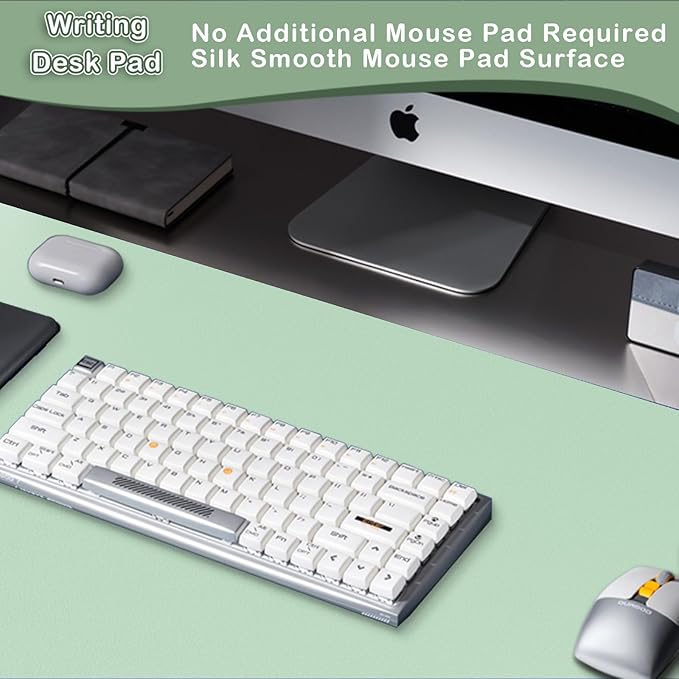 Boutilon Leather Desk Pad Protector,Non-Slip Mouse Pad,Laptop Desk Pad,Office Mouse Mat,Waterproof Leather Desk Blotter,Desk Writing Pad for Office and Home (XXL-Green,47.2"x 17")