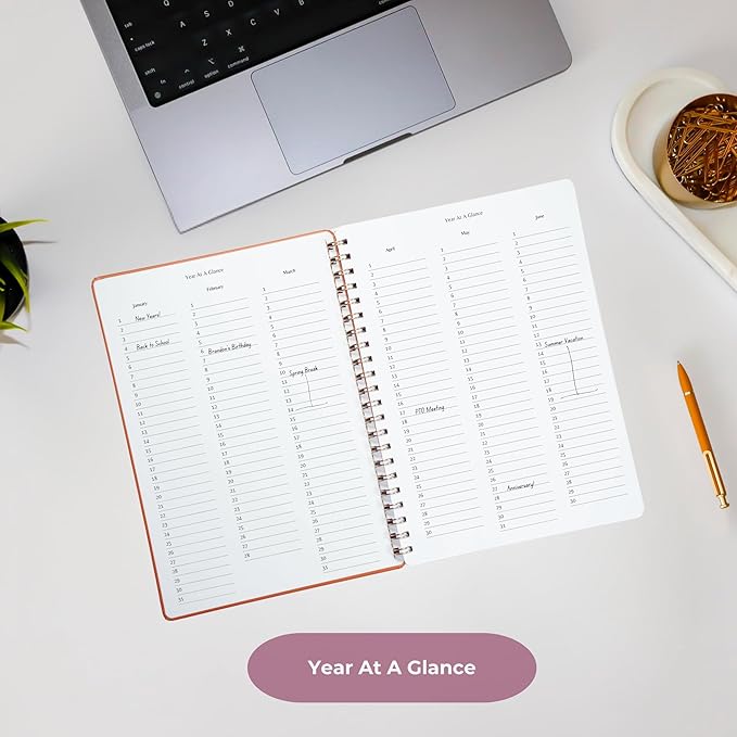 Merely Home | Ultimate Yearly, Daily, Weekly, Monthly Planner | 8.25" x 11.75" | To Do List Notebook for Work | Simple Design | Multiple Layouts | Academic Planner and Organizer Notebook (Black, Yearly Planner - Portrait)