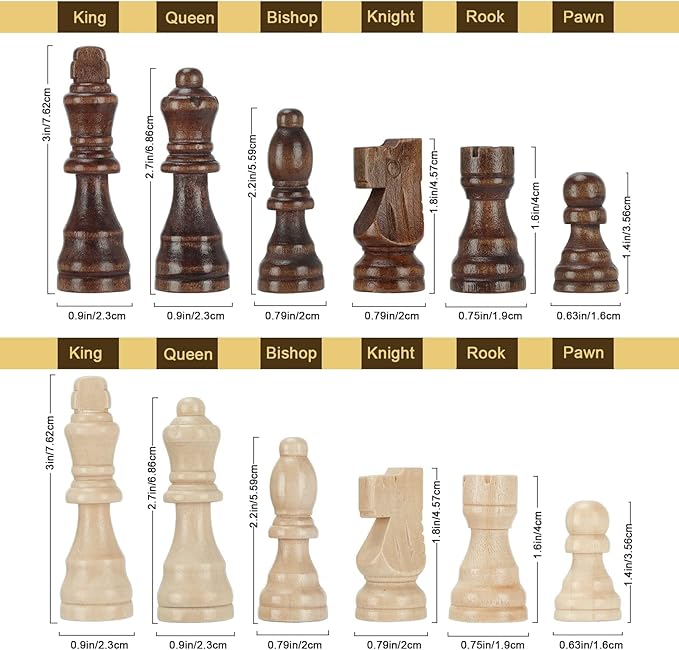Magnetic Wooden Chess Set for Adults Kids 15'' Chess Board with Handmade Pieces, Folding Portable Travel Unique Chess Sets Game for Tournament Professional Beginner