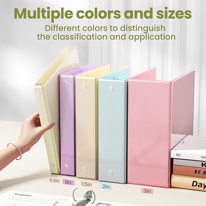 SUNEE 3 Ring Binder 2 Inch 1 Pack, Clear View Binder Three Ring PVC-Free (Fit 8.5x11 Inches) for School or Office Supplies, Light Yellow