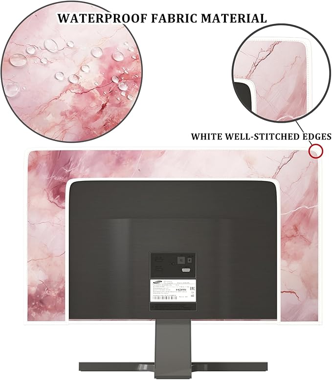 Baocicco Fashion Pink Marble Waterproof Television Cover 65 Inch Full Body Covers for Television Screen Panel Case Computer Sleeve Compatible with PC, Desktop and TV LED LCD OLED