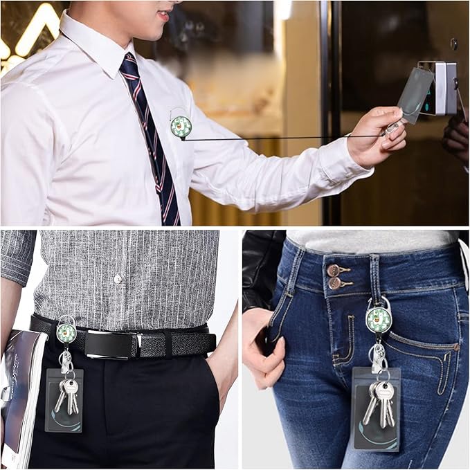 Cute Alpaca&Cactus Lanyards Detachable for Id Badges, Green Plants Retractable ID Badge Holder, Fashionable Badge Reel Heavy Duty with 360 Degrees Rotate Carabiner Clip, Nurse Teacher Office Gifts