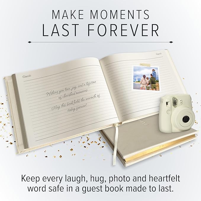 Gallery Leather Guest Book - Great for Wedding, Reception, Baby and Bridal Shower, Birthday Party and Vacation Home - 192 Lined Pages to Sign in, add Polaroid Photo - Hardcover 9x7" - Acadia Burgundy