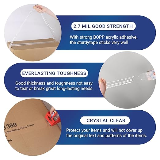TegmenSeal Heavy Duty Clear Packing Tape with Dispenser Combo for Shipping, Moving & Storage,Thicker Clear Packing Tape, 1.88 inches Wide, 60 Yards Per Roll, 18 Pack 1080 Total Yards