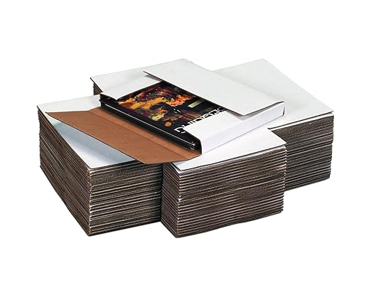 Tape Logic TLM961 Easy-Fold Mailers, 9 5/8" x 6 5/8" x 1 1/4" White (Pack of 50)
