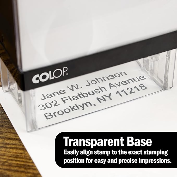 COLOP Medium Size Self Inking Custom Text Stamp - Choose from Many Fonts & 15 Ink Colors