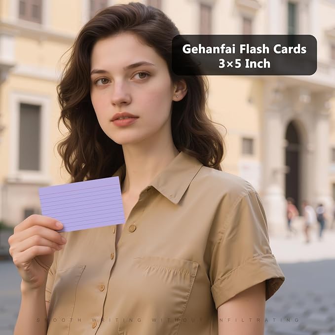 250 Count Index Cards 3 x 5 Inch, Heavyweight Colored Lined Note Cards Portable Ruled Flash Cards Perfect for Studying and Organizing, Note Taking Study Flashcards for Home, School and Office