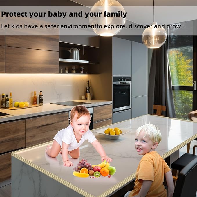 VOCOMO Corner Protector for Baby, Widen Edge Protector with Adhesive Backing, Baby Proofing Edge Corner Protect Self Adhesive Furniture Guard Bumper for Table, Desk, Fireplace (White, 6.6ft)