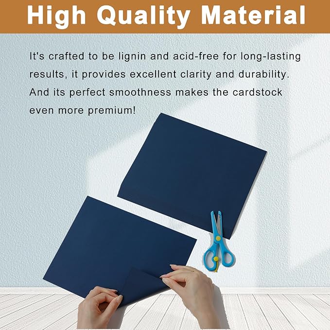 Silunkia 40 Sheets Navy Blue Cardstock 8.5 x 11 Scrapbook Paper, 75lb Heavyweight Blue Card Stock Printer Paper for DIY Card Making, Greeting Cards, School Crafts, Wedding Invitations, Thank You Cards