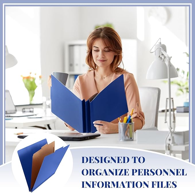 Skyygemm 24 Pcs Classification Folders Letter Size, 1 Divider Pressboard File Folder with Fasteners, Expanding File Organizer Bulk for School Teachers, Office Employee, Coworker, Staff (Dark Blue)