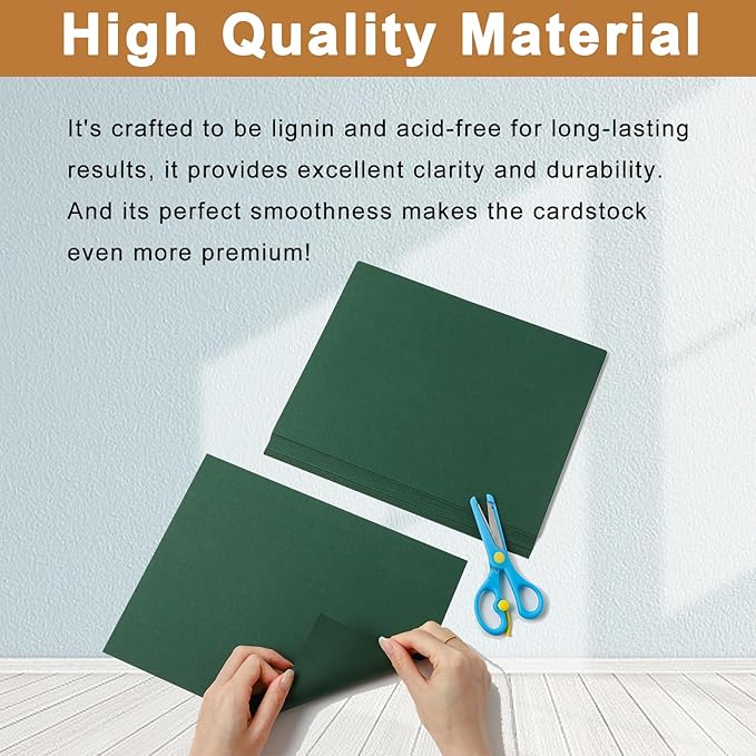 Silunkia 100 Sheets Dark Green Cardstock 8.5 x 11 Crafting Paper, 200gsm/75lb Heavyweight Paper Christmas Green Card Stock for DIY Cards Making, Greeting Cards, Invitations, Party Decorations, Menus