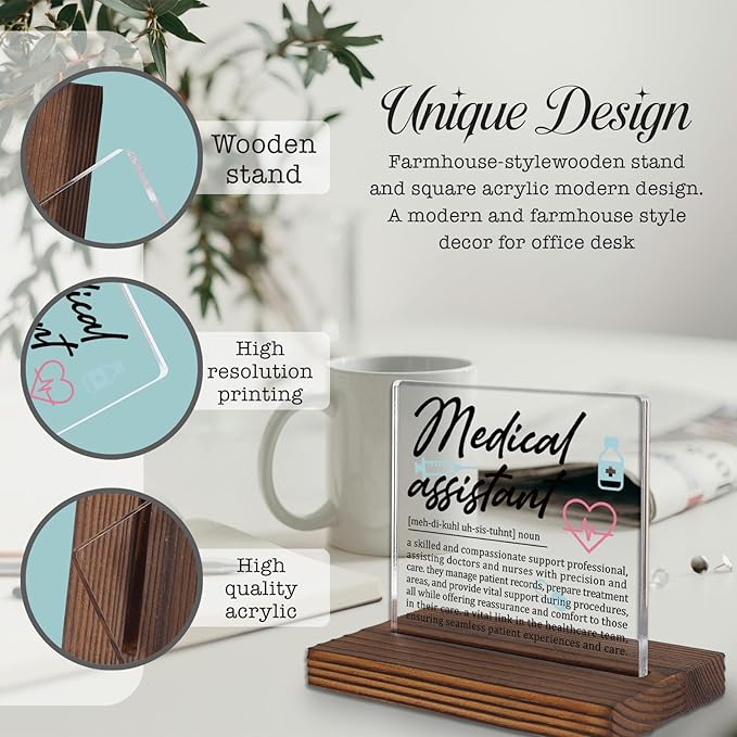 Medical Assistant Gifts, Thank You Appreciation Gifts forMA Professionals Week Graduation Birthday Christmas Clinic Patient Care Team Office Desk Decor Decorative Signs Plaque PA012