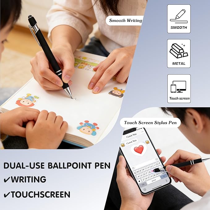 CRME Stylus Pens for Touch Screens Bulk Custom Pens Personalized Customized Engraved Writing Pen with Name Text Smooth Writing Black Ink for School Office Friends Supplies Pink Pens