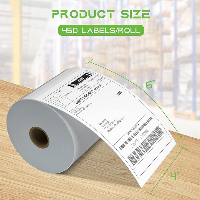 MFLABEL 4x6 Direct Thermal Shipping Labels - 24 Rolls of 450 Labels/Roll, Compatible with Zebra 2844/ZP450/ZP500/ZP505, USPS/FedEx/UPS/Amazon Shipping, Smudge-Resistant & Permanent Adhesive