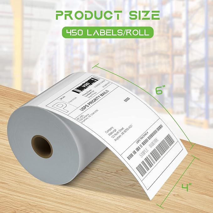 MFLABEL 4x6 Direct Thermal Shipping Labels - 8 Rolls of 450 Labels/Roll, Compatible with Zebra2844/ZP450/ZP500/ZP505, USPS/FedEx/UPS/Amazon Shipping, Smudge-Resistant & Permanent Adhesive
