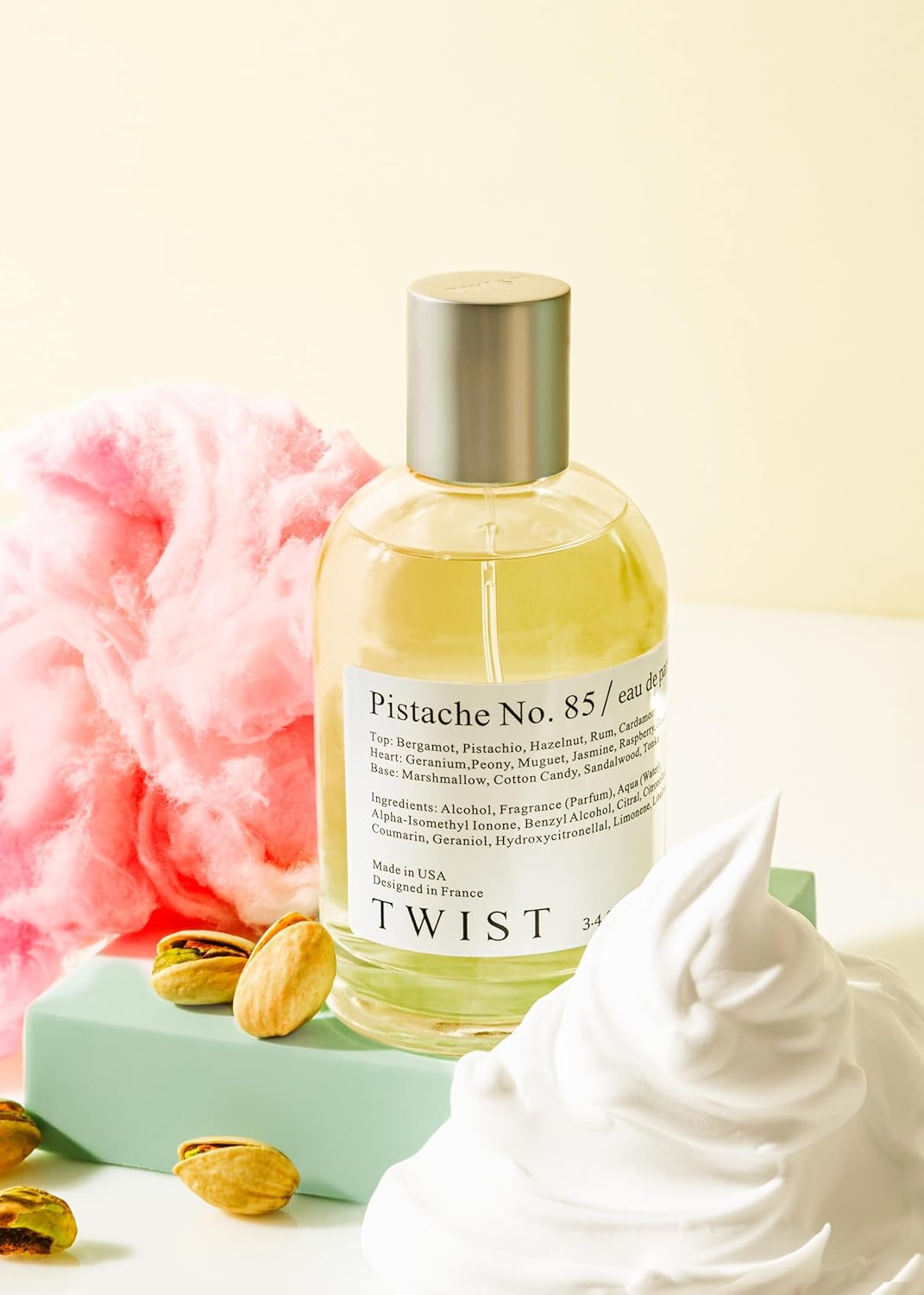Twist Pistache No. 85 - Inspired by Kay. Yum Pistachio Gelato, Long Lasting Perfume For Women, Paraben Free, Vegan, Clean Ingredients, Fragrance - Spray 100 ml | 3.4 fl. oz.