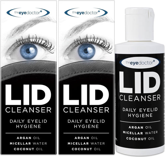 The Eye Doctor Lid Cleanser Twin Pack - Eyelid Cleanser Remove Debris Dirt & Make-up from Eyelids - Suitable for Sensitive Eyes - Contains Argan Oil Coconut Oil & Micellar Water 2X 100ml Bottles