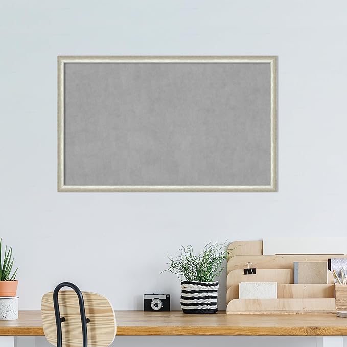 Amanti Art Silver Framed Magnetic Board 26x42 Large Vision Board for use with Magnets, 100% Metal Sheet to Display Items as Office Decor or for Home Organization in mudroom, Kitchen or Kids Room
