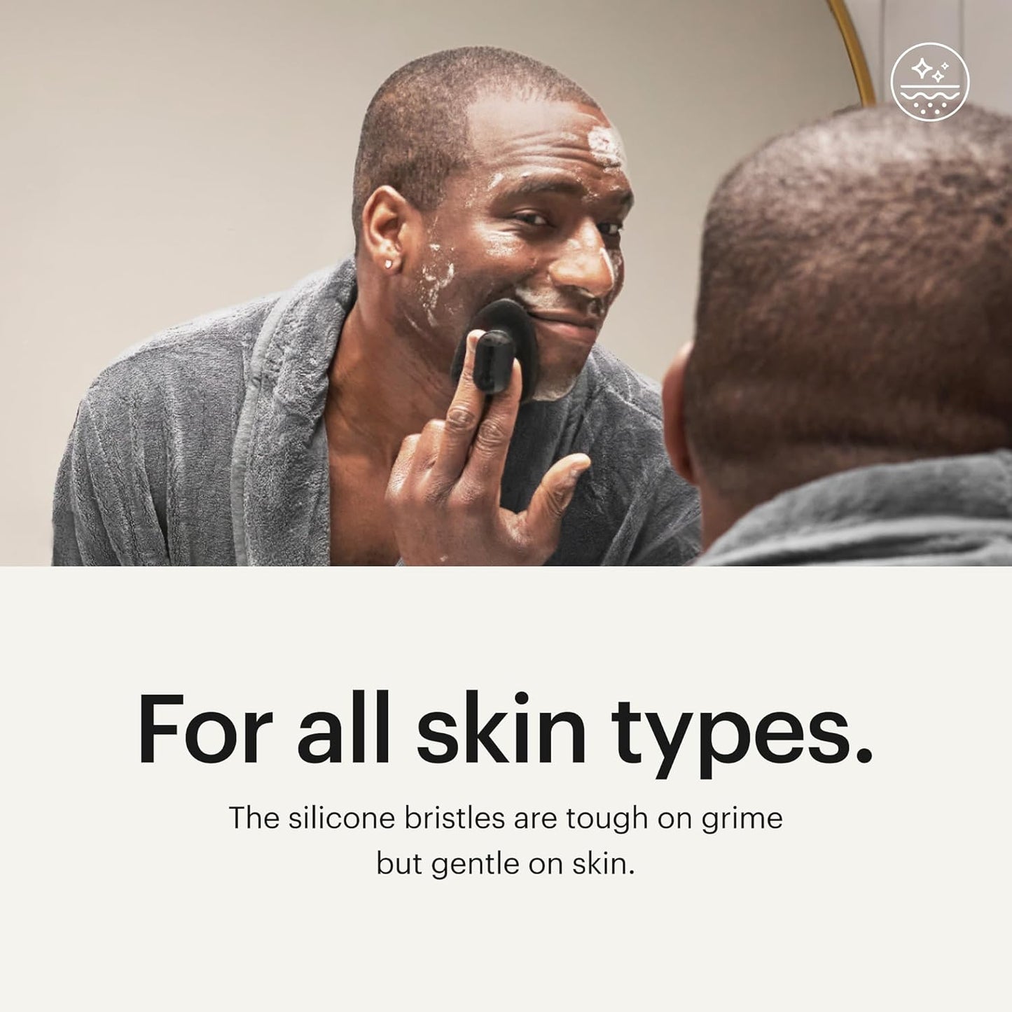 MANSCAPED® The Face Buffer - Men's Silicone Face Scrubber for Nourishing, Deep Cleaning & Exfoliating Your Skin, No-Slip Suction Cup Handle, Gentle Face Massage, 1-Pack