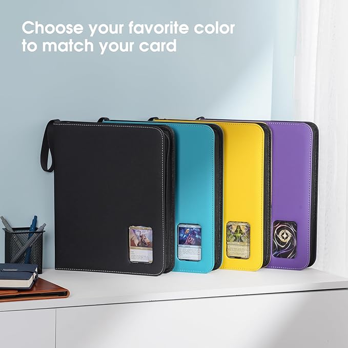 ProCase 900 Pockets Card Binder with Clear Window for Trading Cards, 9 Double Sided Pockets Cards Colletction Album Holder with Removable Sleeves for MTG, TCG, Sports Cards, Football Cards -Black