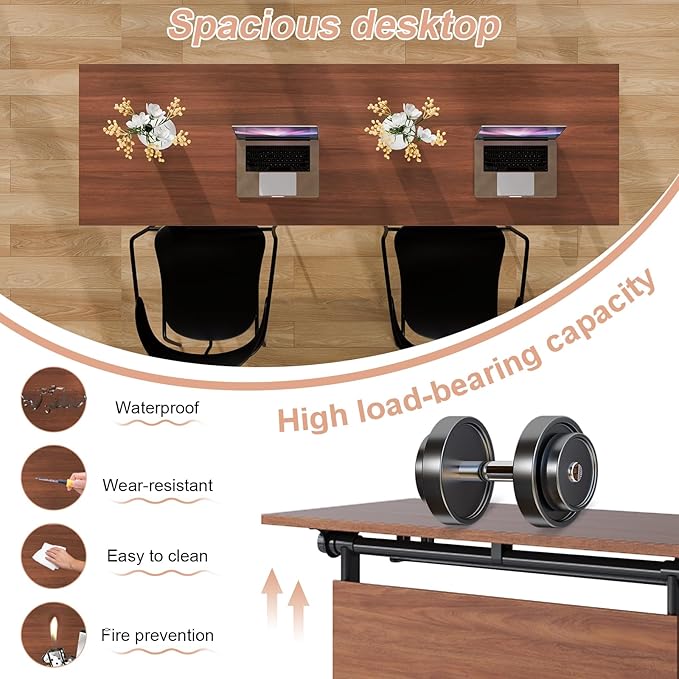 Conference Table Flip Top Mobile Conference Room Tables,Folding Conference Table with Wheels,Large Meeting Training Seminar Table Saving Space for Office Classroom(8D,47.2'')