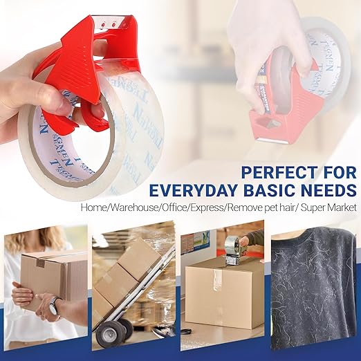 TegmenSeal Heavy Duty Clear Packing Tape with Dispenser Combo for Shipping, Moving & Storage,Thicker Clear Packing Tape, 1.88 inches Wide, 60 Yards Per Roll, 18 Pack 1080 Total Yards