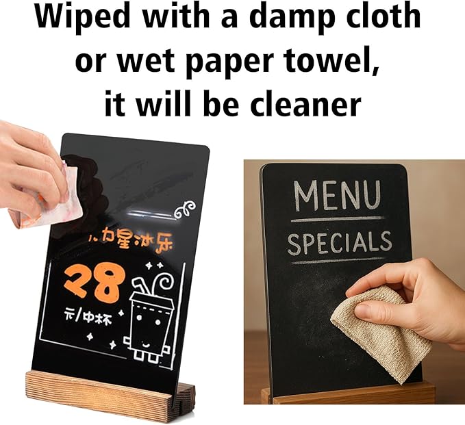 JDEA Desk Chalkboard Wood Sign Double-Sided Chalkboard with Wooden Base Decorative Chalkboards Message Blackboard (1 Pack 8.7x12)
