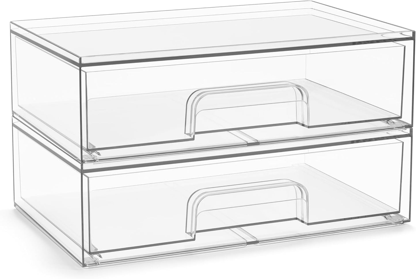 Sorbus Acrylic Storage Containers - 2 Pack, Stackable Storage Bins Set for Bathroom Organization - Clear Acrylic Drawer Organizers - Makeup Case Pull-Out Drawers (12.1’’ Wide)