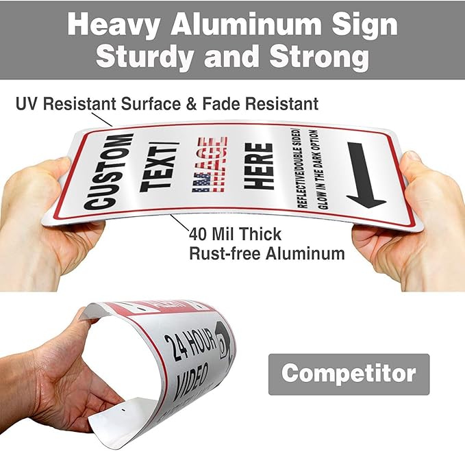 Custom Directional Arrow Sign Large, 36''x30'' Glow in the Dark/Reflective Option, Personalized Metal Address Plaque, Customize for Business Logo, Office, Home, Yard, Outdoor