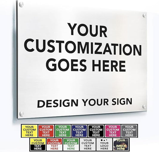 Custom Metal Signs, Personalized Aluminum, Customized Safety, Business Signs, Waterproof Outdoor, White Aluminum (36x24 In)