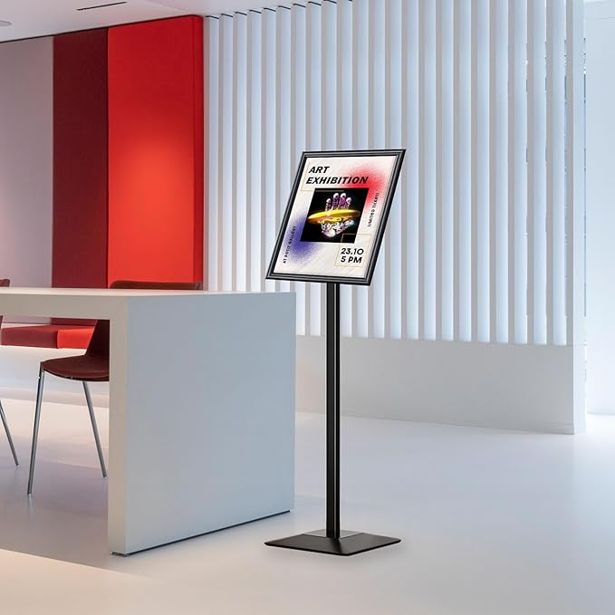 Golemas Sign Stand for Display, 11lbs Integrated Rod Heavy Duty Pedestal Floor Signage Stand Holder, for Outdoor or Indoor Advertising (8.5 x 11, Black, 3Pack)