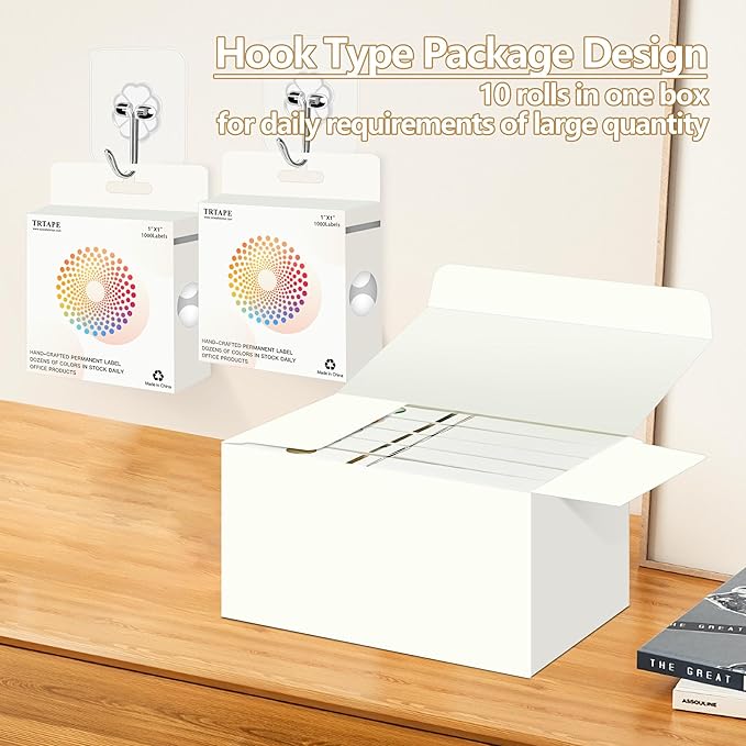 White 1 Inch Round Color Coding Dot Labels, 10 Rolls 10000 Dot Stickers in Dispenser Box - Permanent Adhesion, Vibrant Colors, Highly Visible