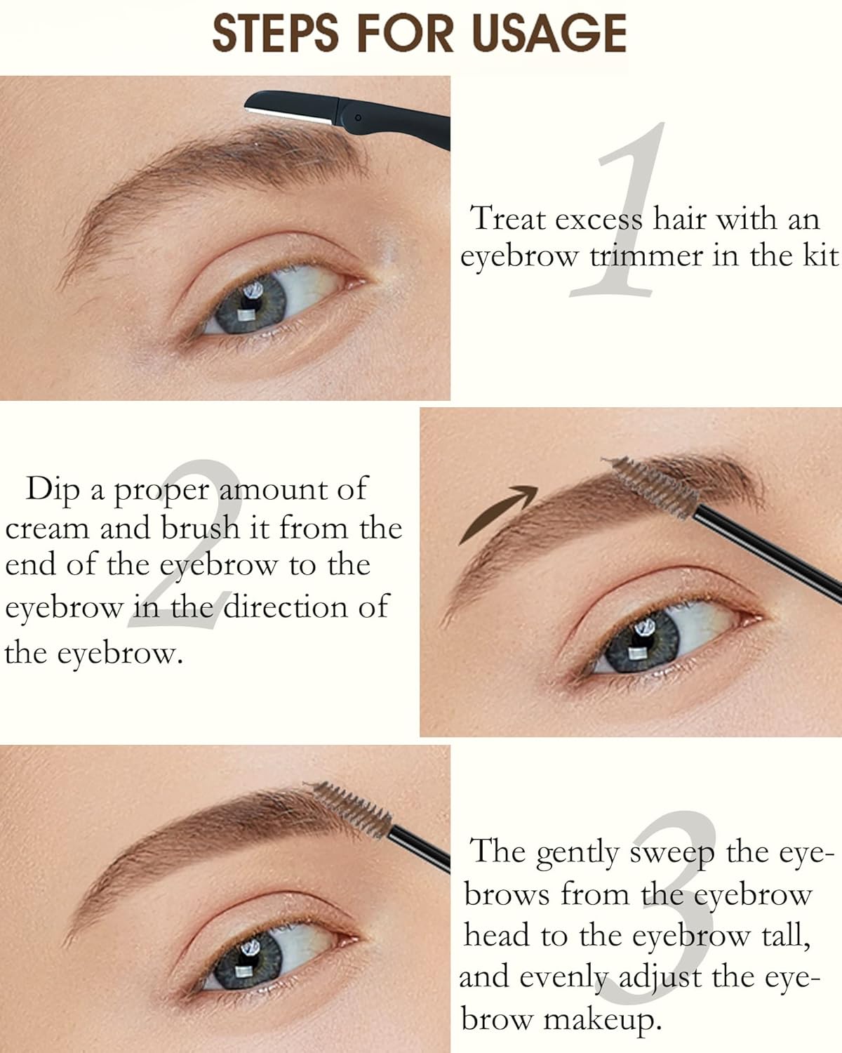 Waterproof Tinted Eyebrow Gel-Long Lasting Smudge-Proof Eyebrow Mascara Tinted Brow Glue,Eye Brow Filler,Volumizing Enhance Brow Mascara With Brow Razor,Women's Day Eye Makeup Gift for Women-06 Ebony