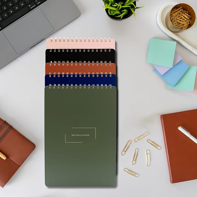 Merely Home | Meeting Notebook for Work | 8.25" x 11.75" | Project Planner | Simple Design | Multiple Layouts | Office and Business Planner (Pink, Meeting Planner - Portrait)