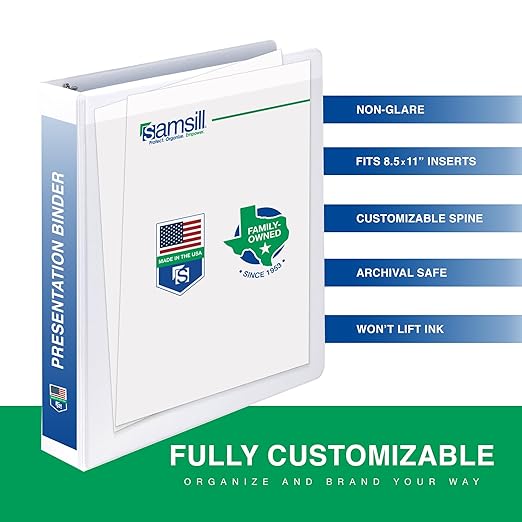 Samsill 2 Inch 3 Ring Binders, Made in USA, Economy Round Ring, Clear View Cover, 425 Sheet Capacity - for School, Home, Office - White, 6 Pack