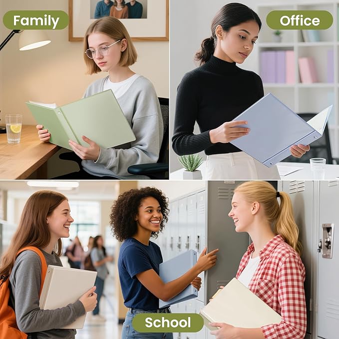 SUNEE 3 Ring Binder 1 Inch 1 Pack, Clear View Binder Three Ring PVC-Free (Fit 8.5x11 Inches) for School or Office Supplies, Sage Green